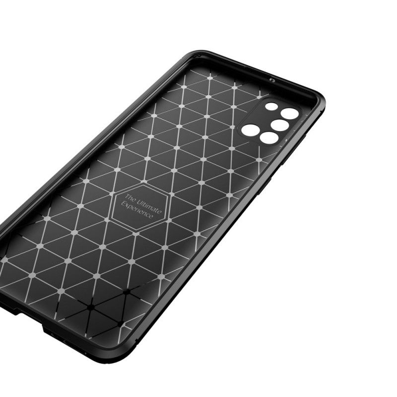 Etui Samsung Galaxy A31 Granatowy Czarny Elastyczna Tekstura Włókna Węglowego Etui Ochronne