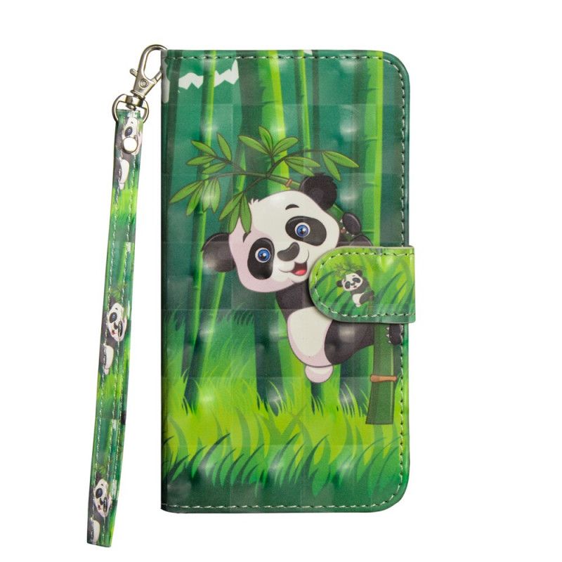 Skórzany Futerał Samsung Galaxy A31 Etui na Telefon Panda I Bambus
