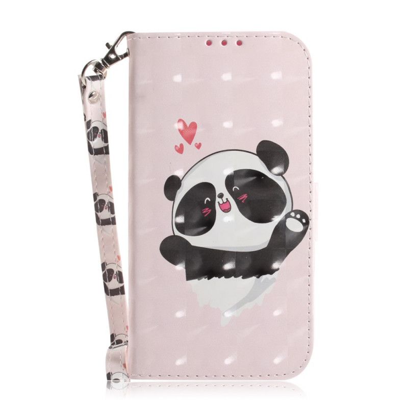 Skórzany Futerał Samsung Galaxy A31 Etui na Telefon Panda Love Ze Stringami