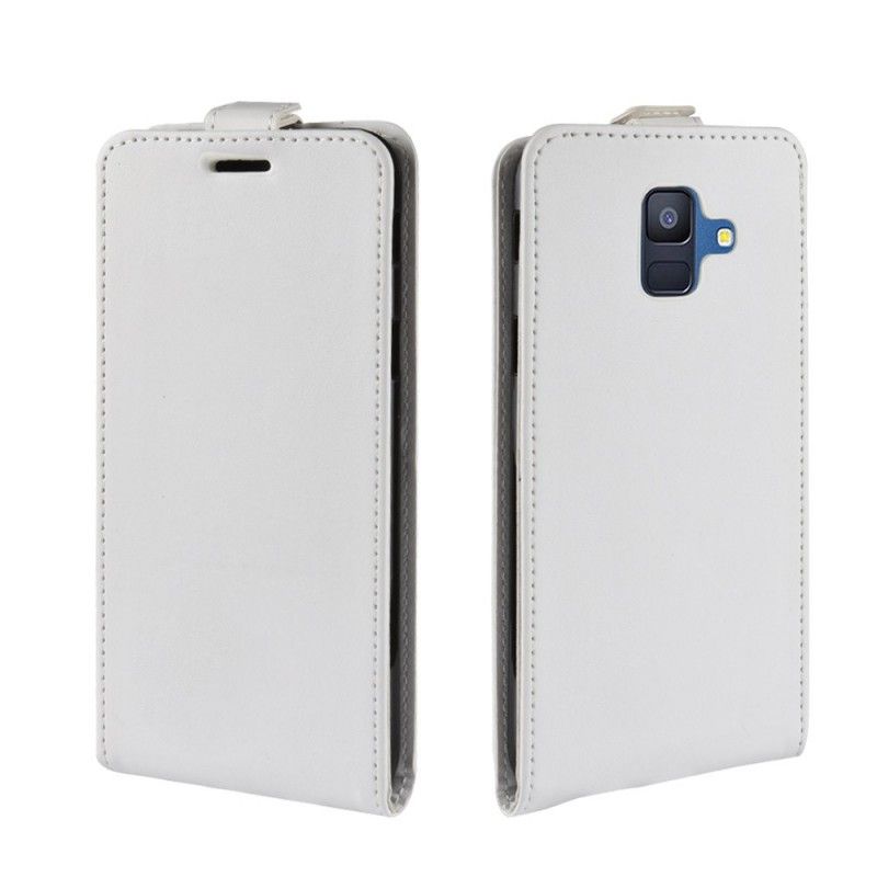 Etui Folio Samsung Galaxy A6 Czerwony Czarny Efekt Składanej Skóry