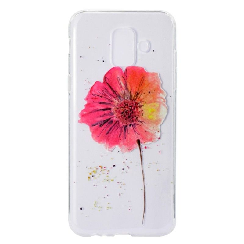Futerały Samsung Galaxy A6 Etui na Telefon Przezroczysty Mak Akwarelowy