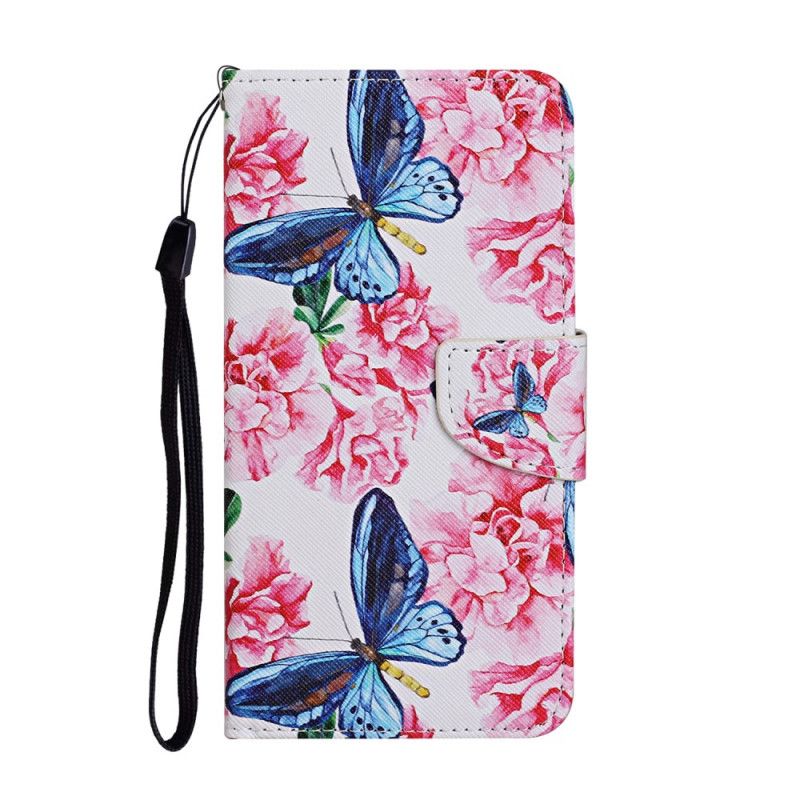 Etui Folio Huawei P Smart 2021 Różowy Magenta Stringi W Kwiatowe Motyle Etui Ochronne