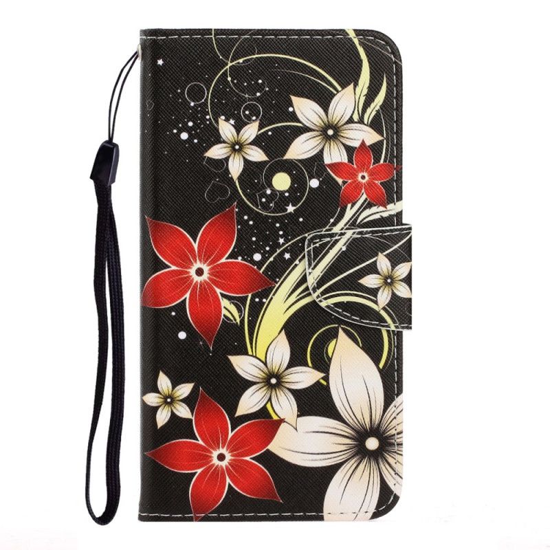 Etui Folio Huawei P Smart 2021 Szary Czarny Kolorowe Stringi W Kwiaty