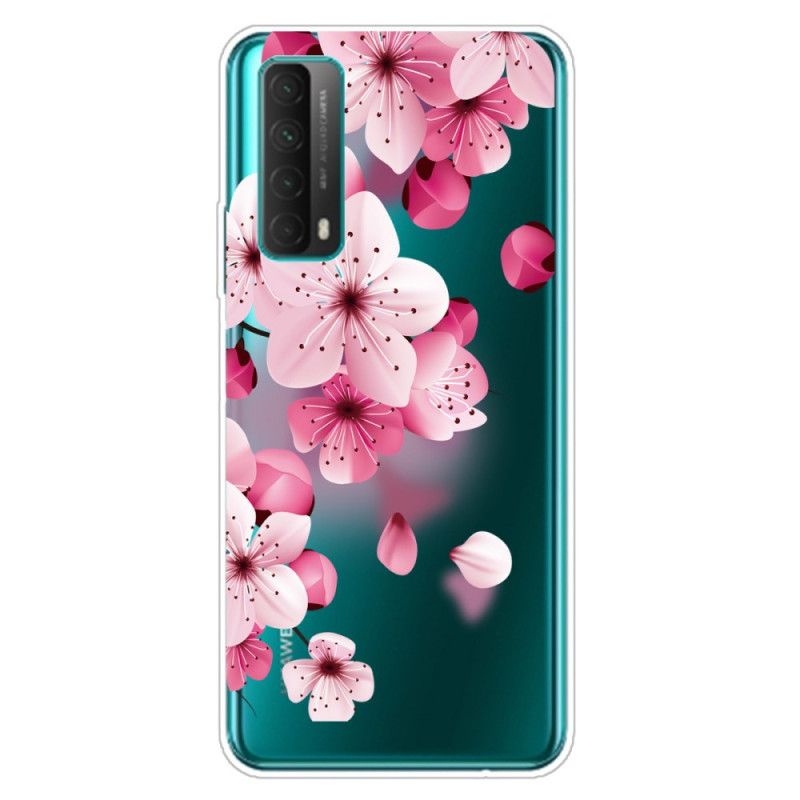Etui Huawei P Smart 2021 Duże Różowe Kwiaty Etui Ochronne