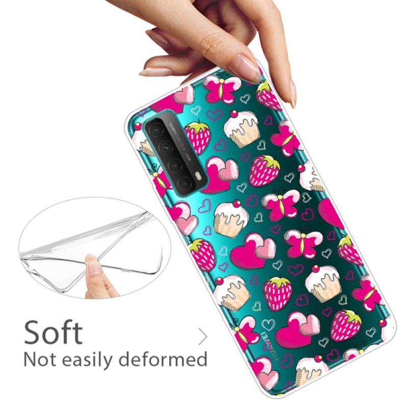 Etui Huawei P Smart 2021 Przezroczyste Ciasta Miłosne