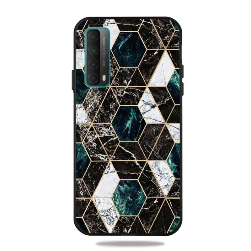 Etui Huawei P Smart 2021 Zielony Czarny Marmur O Ciemnej Geometrii Etui Ochronne