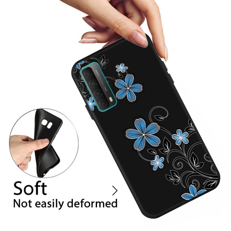 Futerały Huawei P Smart 2021 Etui na Telefon Niebieskie Kwiaty