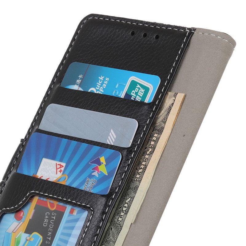 Etui Folio Huawei Y6p Czarny Widoczne Szwy Liczi Etui Ochronne