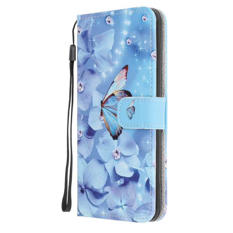 Etui Folio Huawei Y6p Diamentowe Motyle Ze Stringami