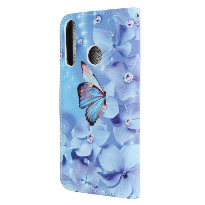 Etui Folio Huawei Y6p Diamentowe Motyle Ze Stringami