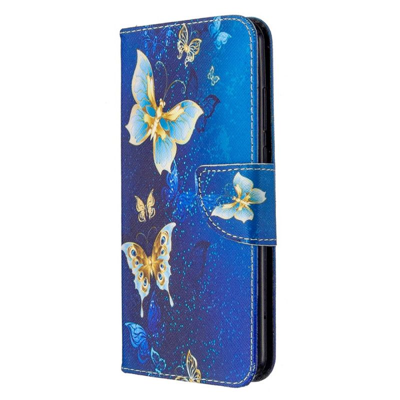 Etui Folio Huawei Y6p Jasnoniebieski Ciemnoniebieski Motyle W Nocy