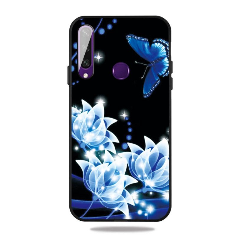 Etui Huawei Y6p Motyle I Niebieskie Kwiaty Etui Ochronne