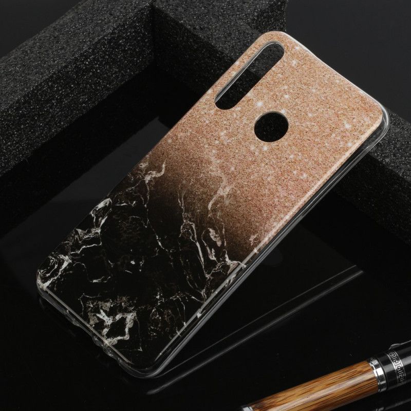 Futerały Huawei Y6p Szary Czarny Etui na Telefon Rzadki Marmur