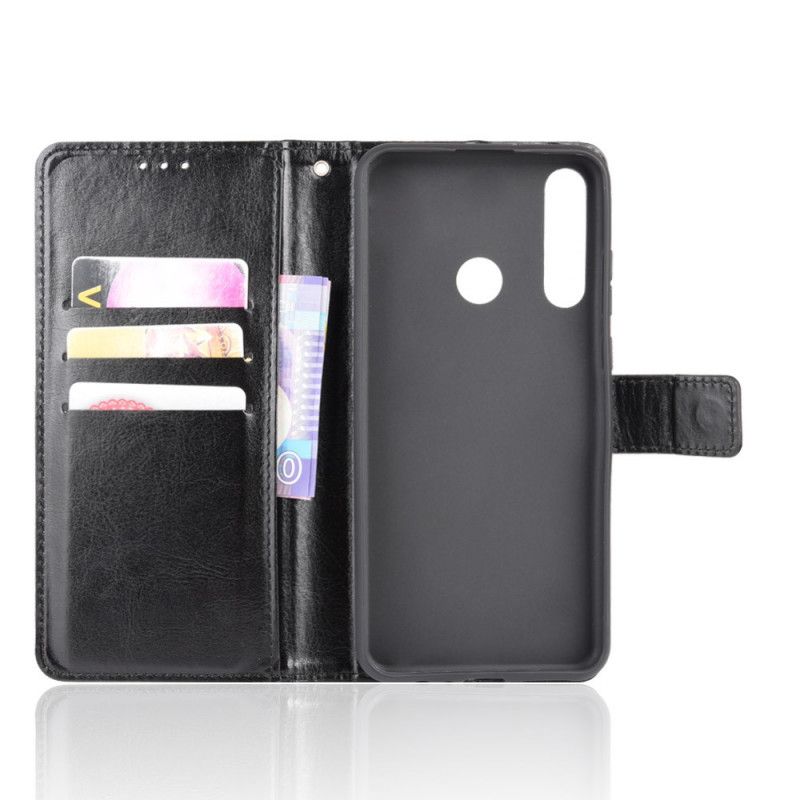 Obudowa Huawei Y6p Czerwony Czarny Efektowna Sztuczna Skóra