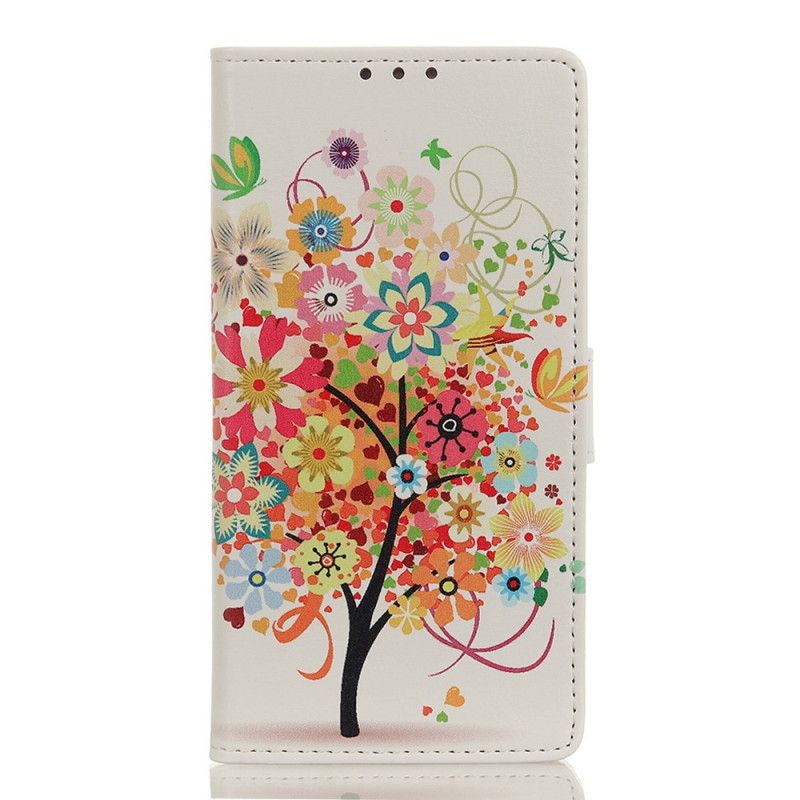 Etui Folio Samsung Galaxy Note 20 Zielony Pomarańczowy Kwitnące Drzewo