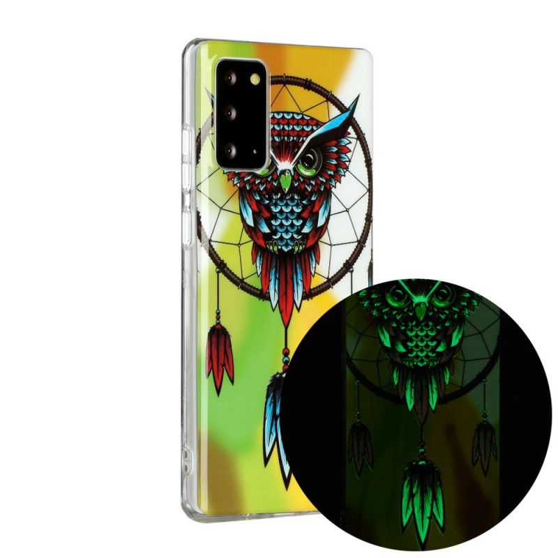 Etui Samsung Galaxy Note 20 Fluorescencyjny Łapacz Snów Sowy Etui Ochronne