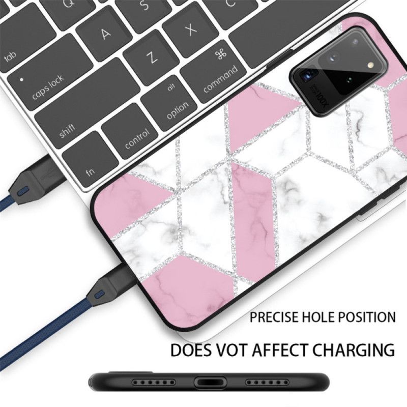 Etui Samsung Galaxy Note 20 Szary Czarny Stylizowany Marmur Etui Ochronne