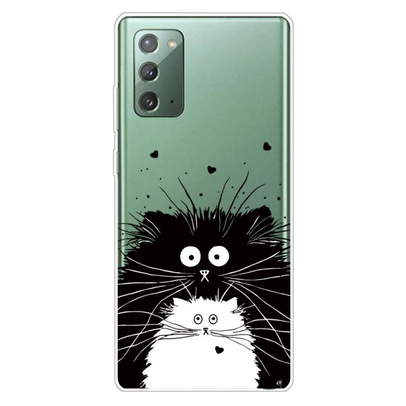 Futerały Samsung Galaxy Note 20 Biały Czarny Etui na Telefon Obserwuj Koty