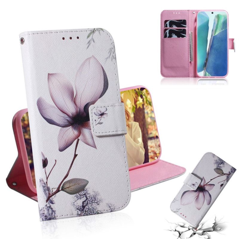 Skórzany Futerał Samsung Galaxy Note 20 Etui na Telefon Stary Kwiat Róży