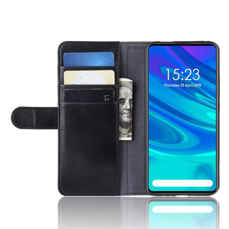 Etui Folio Huawei P Smart Z Brązowy Czarny Prawdziwa Skóra