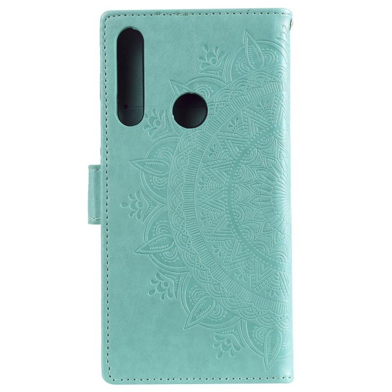 Skórzany Futerał Huawei P Smart Z Magenta Szary Etui na Telefon Mandala Słońca