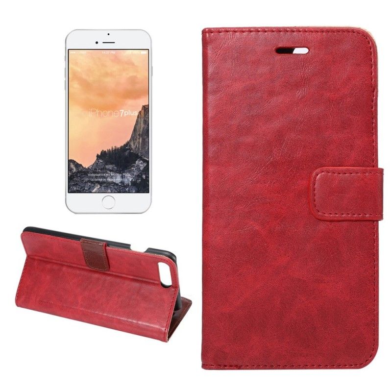 Etui Folio iPhone 7 Plus / 8 Plus Czerwony Czarny Efekt Skóry Retro Etui Ochronne