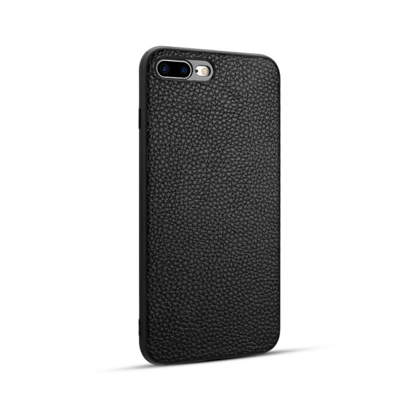 Etui iPhone 7 Plus / 8 Plus Czarny Prawdziwa Skóra Liczi Etui Ochronne