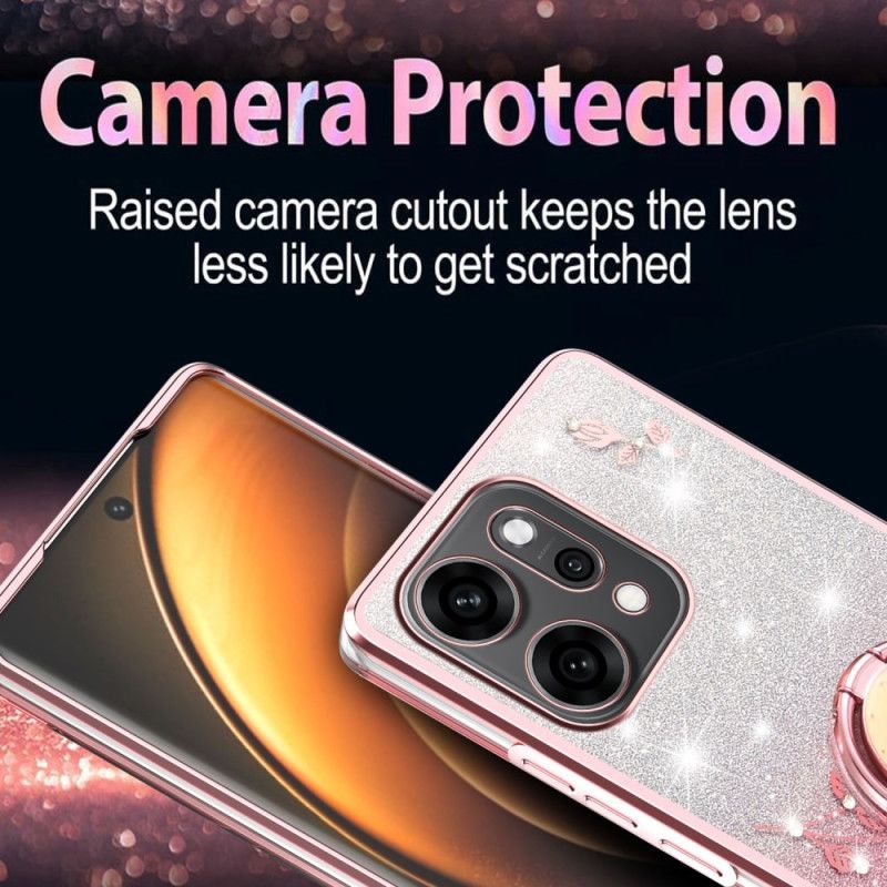 Etui Do Oppo Reno 14 Pro 5g Uchwyt Na Pierścionek Z Kryształkami Górskimi