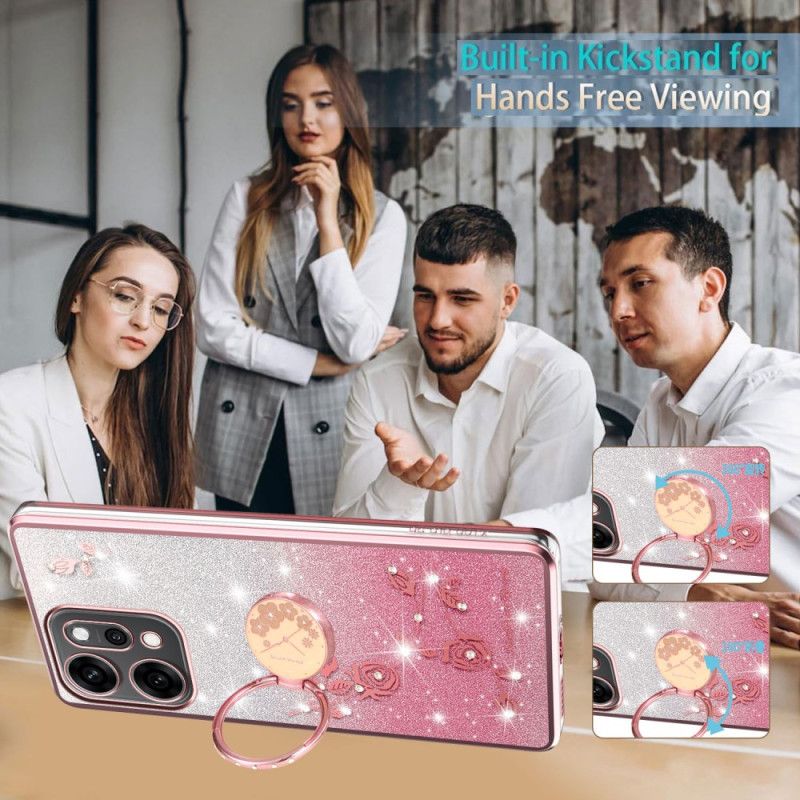 Etui Do Oppo Reno 14 Pro 5g Uchwyt Na Pierścionek Z Kryształkami Górskimi