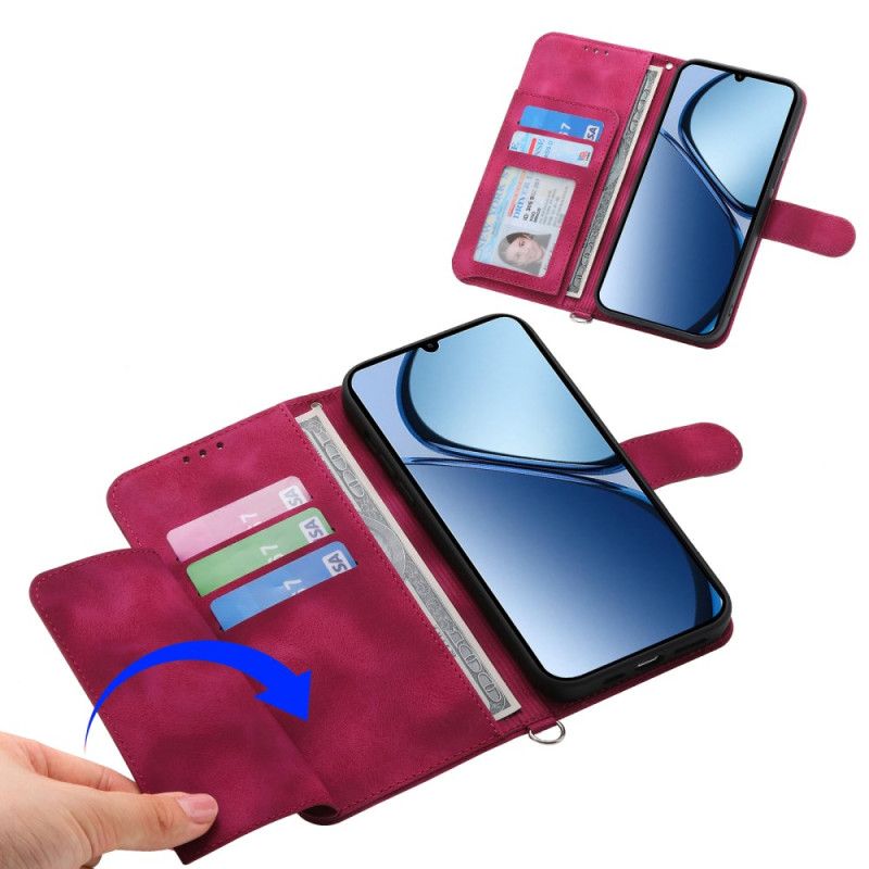 Etui Folio Do Oppo Reno 14 Pro 5g Koronkowy Zamsz Z Paskiem I Paskiem Na Ramię