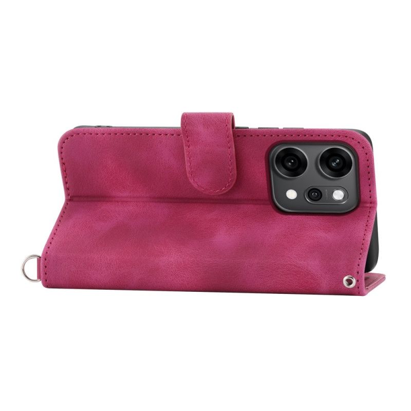 Etui Folio Do Oppo Reno 14 Pro 5g Koronkowy Zamsz Z Paskiem I Paskiem Na Ramię