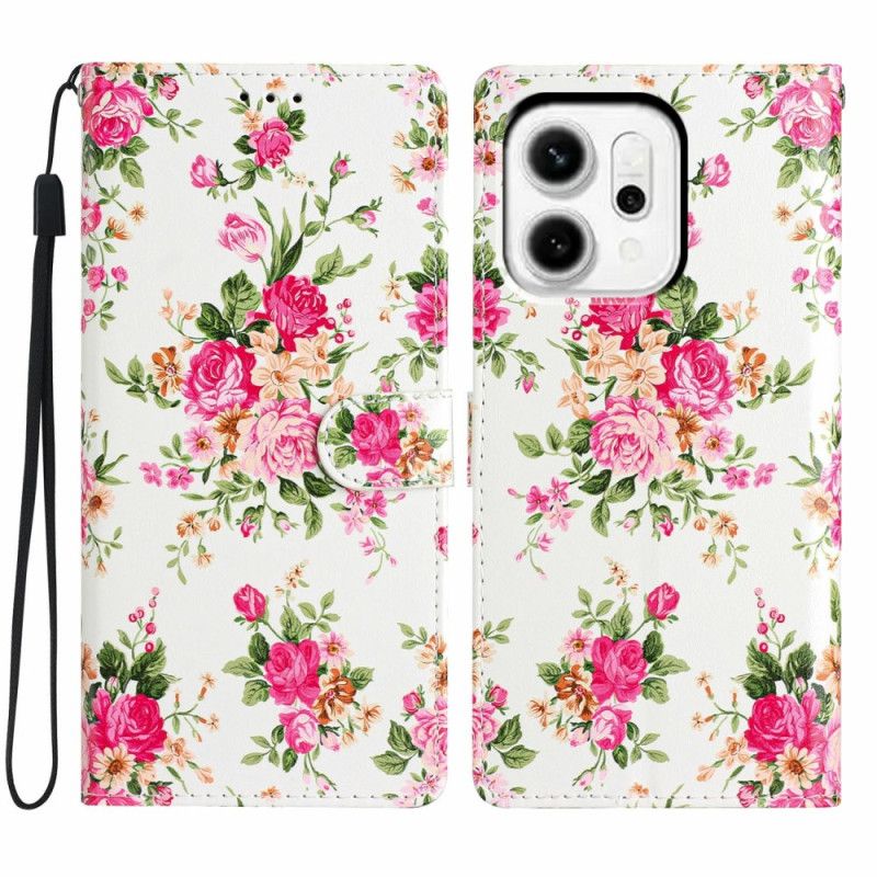 Etui Folio Oppo Reno 14 Pro 5g CZerwone Kwiaty Etui Ochronne