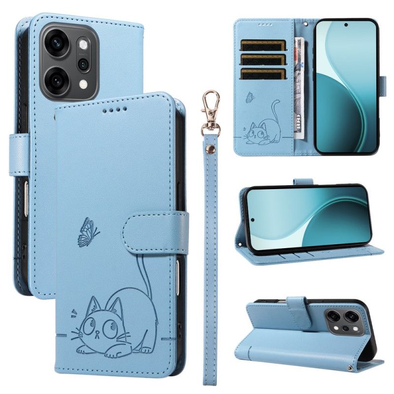 Etui Folio Oppo Reno 14 Pro 5g Graficzny Kot Pasek