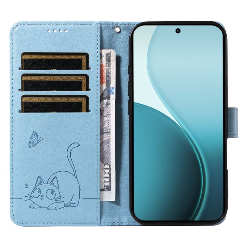 Etui Folio Oppo Reno 14 Pro 5g Graficzny Kot Pasek