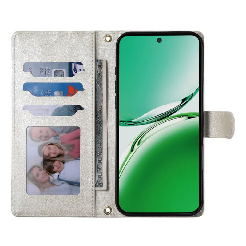 Etui Folio Oppo Reno 14 Pro 5g Pikowana Z Paskiem I Paskiem Na Ramię Etui Ochronne