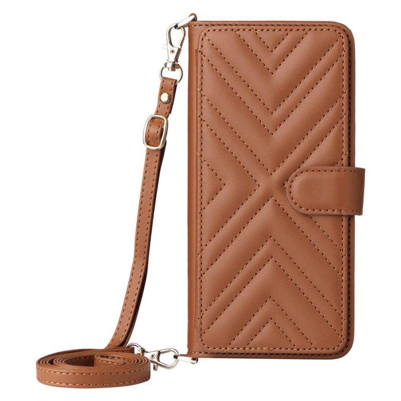 Etui Folio Oppo Reno 14 Pro 5g Pikowane Z Paskiem I Paskiem Na Nadgarstek Etui Ochronne