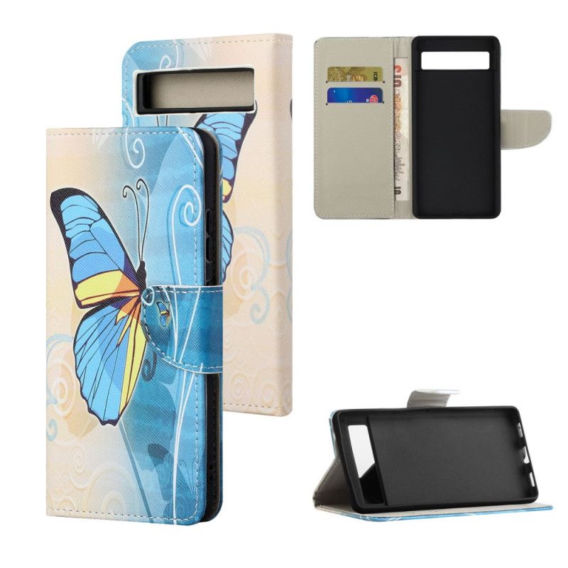 Obudowa Google Pixel 8a Etui Na Telefon Żółty I Niebieski Motyl