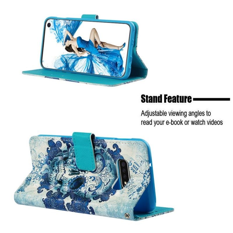 Etui Folio Samsung Galaxy S10e Niebieska Czaszka