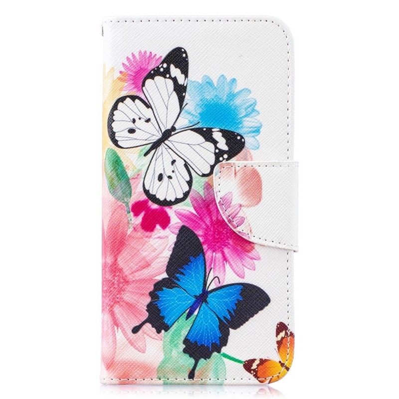 Etui Folio Samsung Galaxy S10e Purpurowy Malowane Motyle I Kwiaty