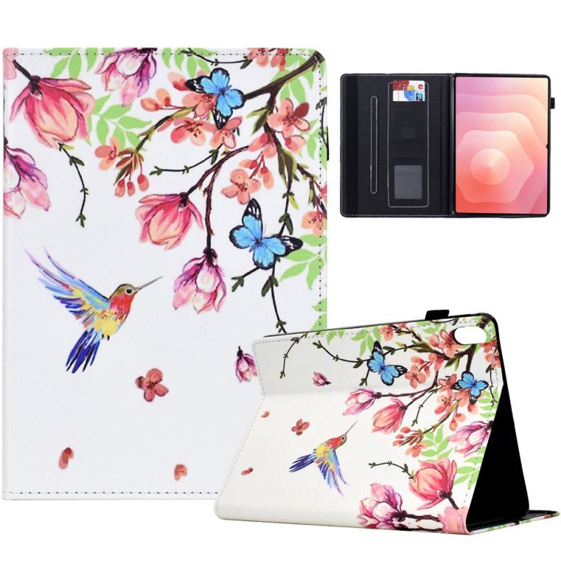 Etui Folio Do Samsung Galaxy Tab S11 Kolorowe Kwiaty I Ptaki