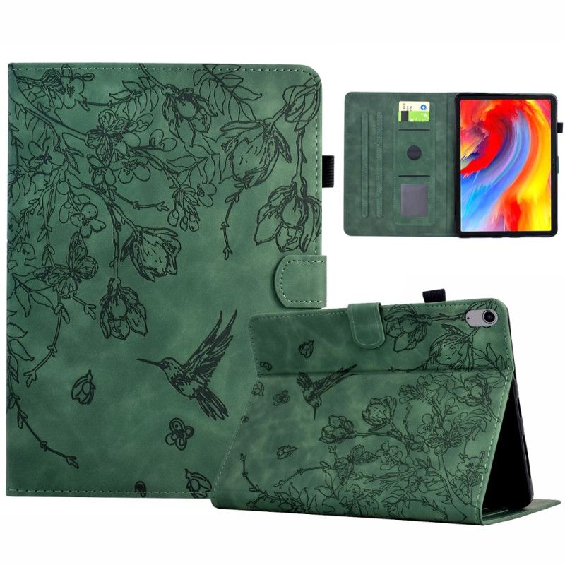 Etui Folio Do Samsung Galaxy Tab S11 Roślinny Wzór Z Efektem Zamszu