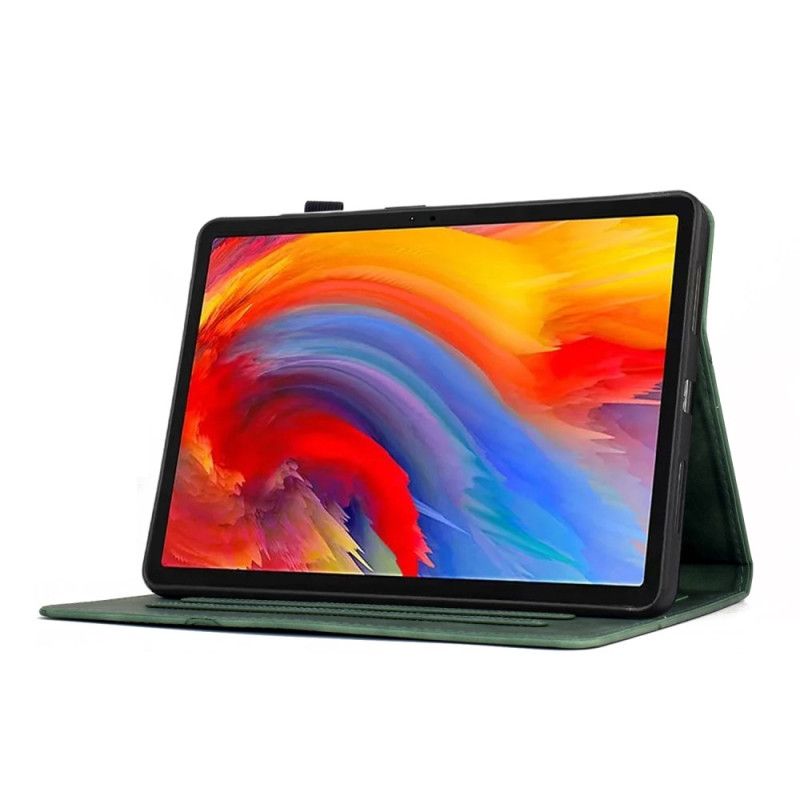 Etui Folio Do Samsung Galaxy Tab S11 Roślinny Wzór Z Efektem Zamszu