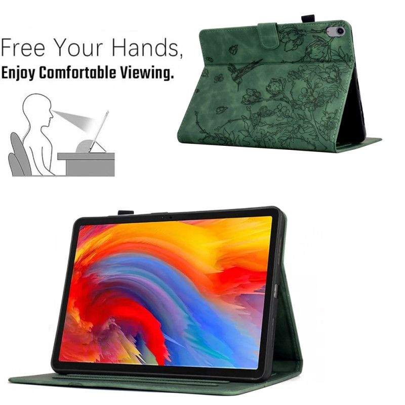 Etui Folio Do Samsung Galaxy Tab S11 Roślinny Wzór Z Efektem Zamszu