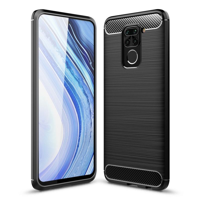 Etui Xiaomi Redmi Note 9 Czerwony Czarny Szczotkowane Włókno Węglowe Etui Ochronne