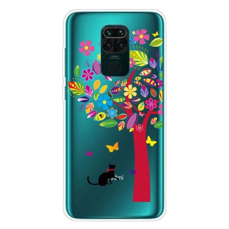 Etui Xiaomi Redmi Note 9 Kot Pod Kolorowym Drzewkiem