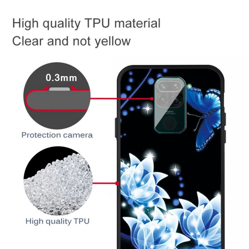 Futerały Xiaomi Redmi Note 9 Etui na Telefon Motyle I Niebieskie Kwiaty