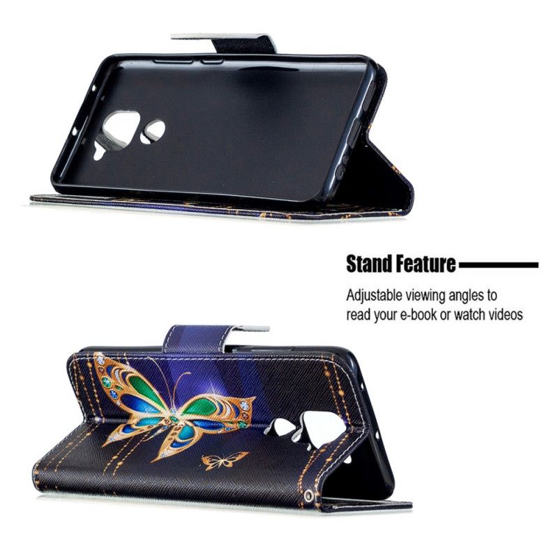 Skórzany Futerał Xiaomi Redmi Note 9 Etui na Telefon Magiczny Motyl