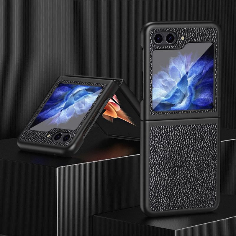 Etui Do Samsung Galaxy Z Flip 5 Klasyczna Sztuczna Skóra Litchi