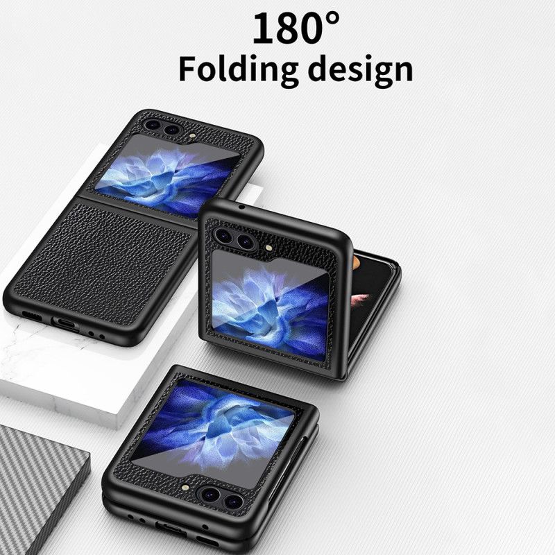 Etui Do Samsung Galaxy Z Flip 5 Klasyczna Sztuczna Skóra Litchi