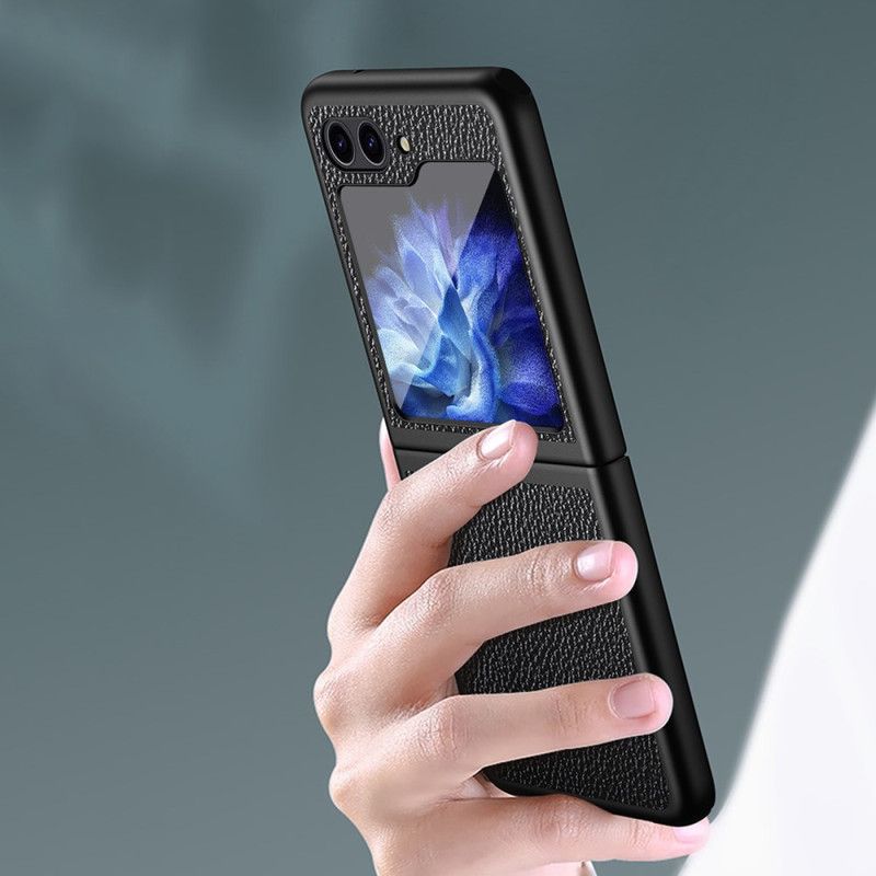 Etui Do Samsung Galaxy Z Flip 5 Klasyczna Sztuczna Skóra Litchi